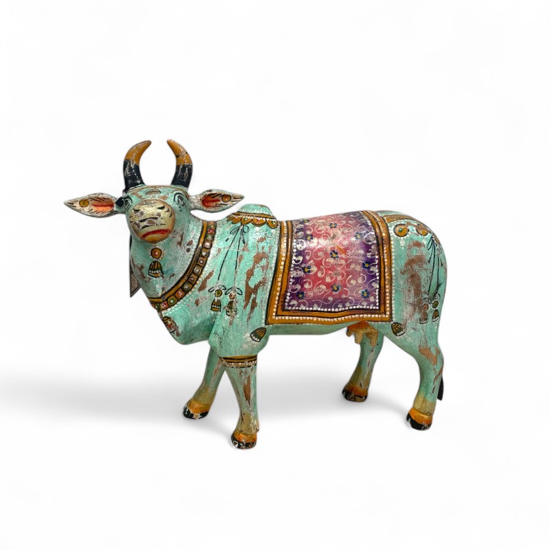 Wooden Cow Figurine