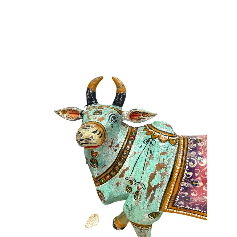 Wooden Cow Figurine