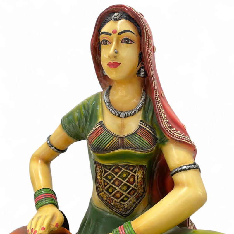 Seated Rajasthani Woman Figurine with Pot