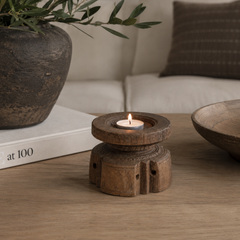 Vintage Wooden Candle Holder