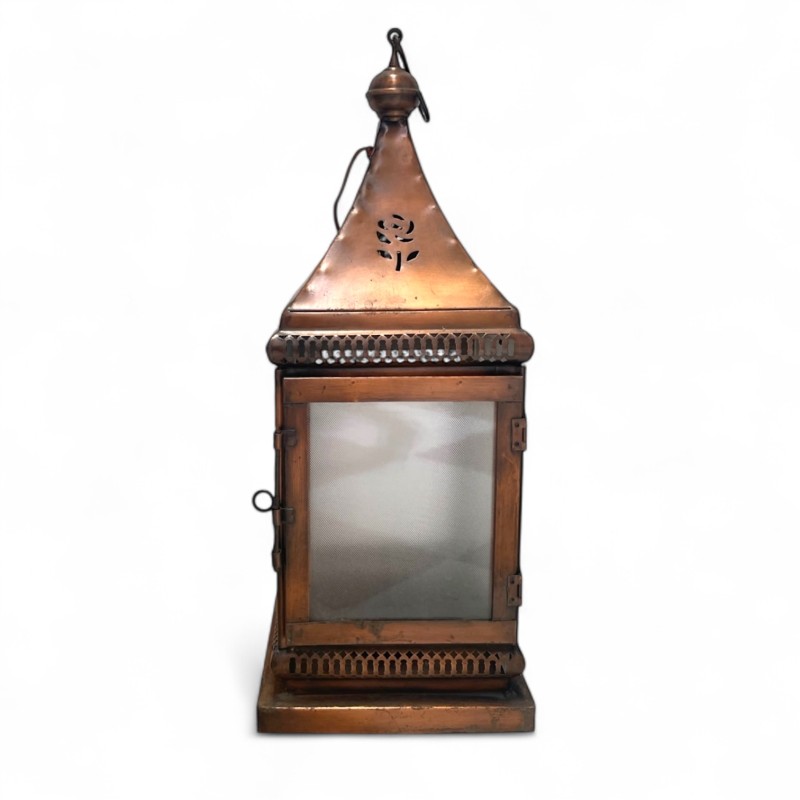 Vintage Copper Lantern with Glass Panels