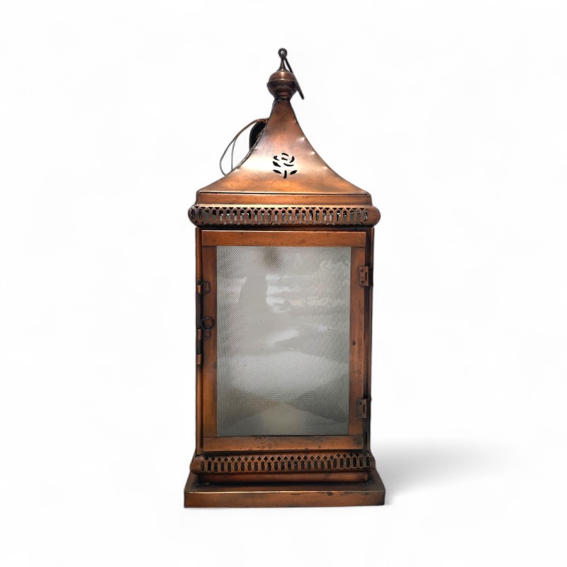 Vintage Copper Lantern with Glass Panels