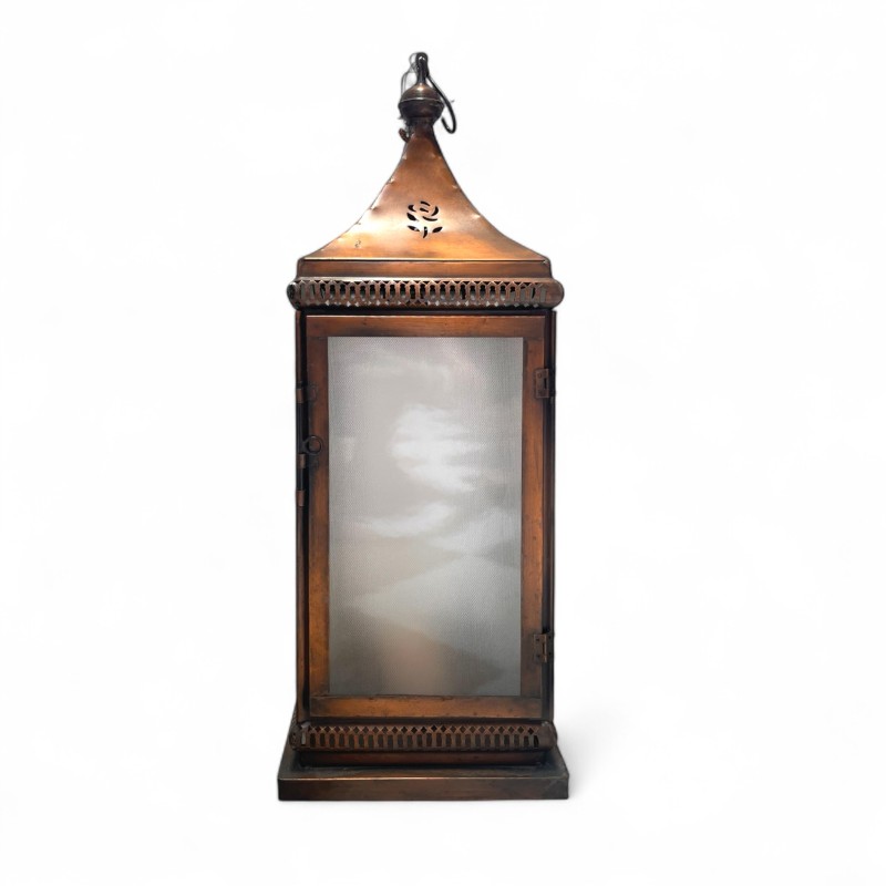 Vintage Copper Lantern with Glass Panels