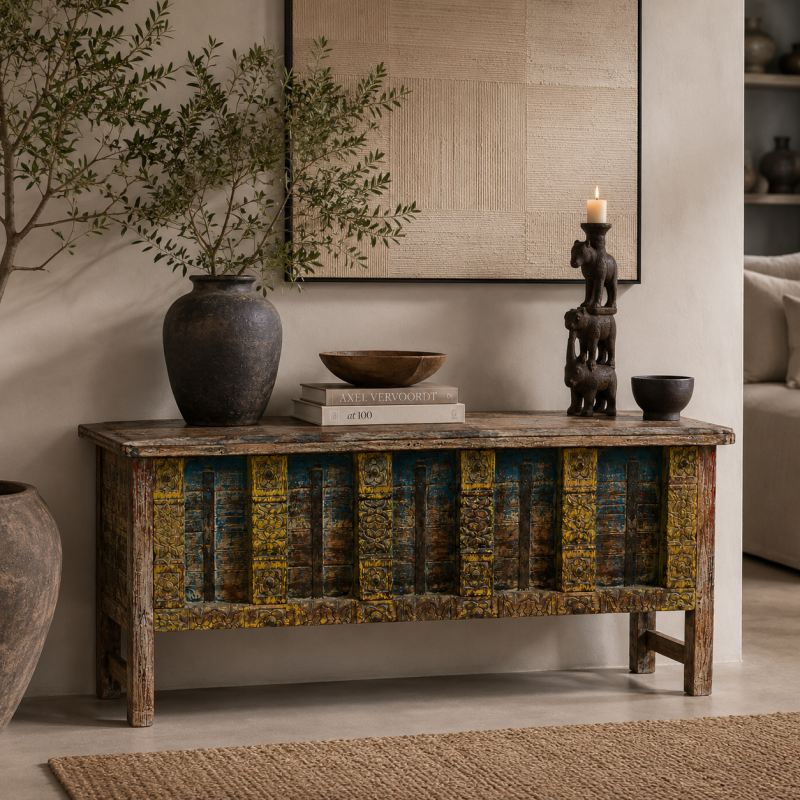 Old Door Painted Console 