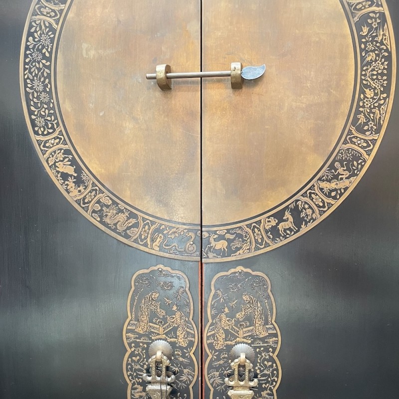 Chinese Brass-Inlaid Wardrobe