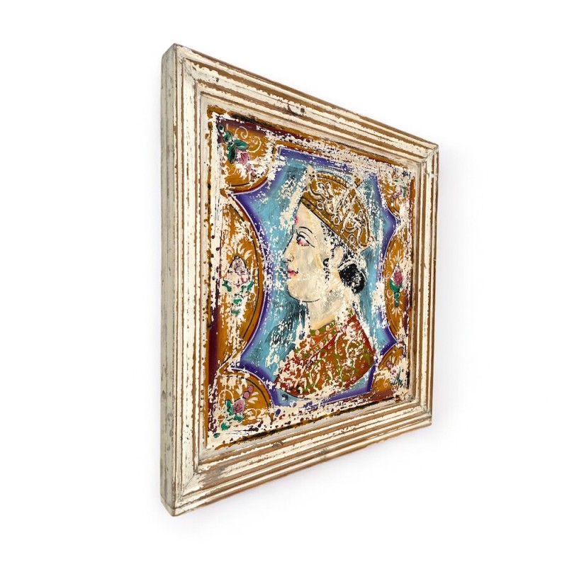 Embossed Metal Portrait in Wooden Frame