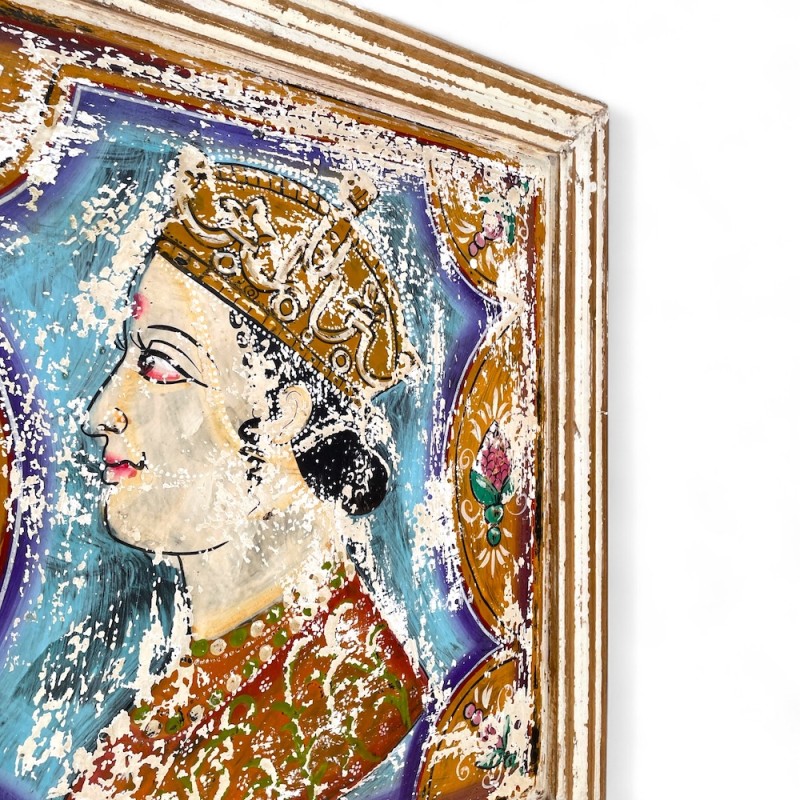 Embossed Metal Portrait in Wooden Frame