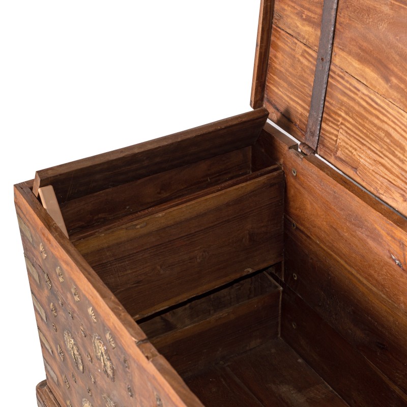 Old Wooden Trunk with Brass