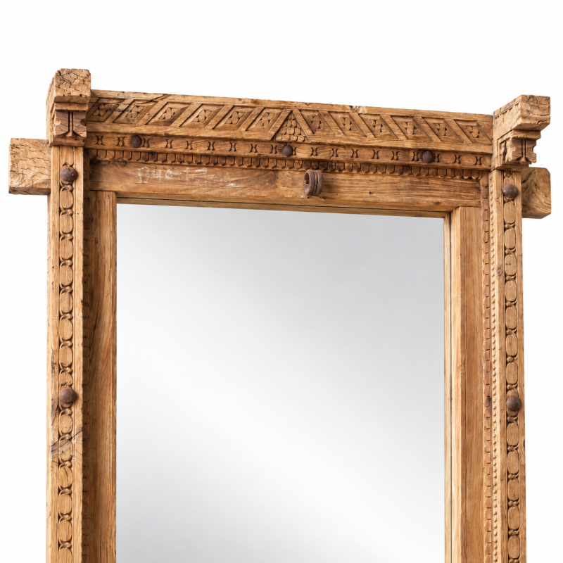 Rustic Beam-Frame Mirror – Natural Wood