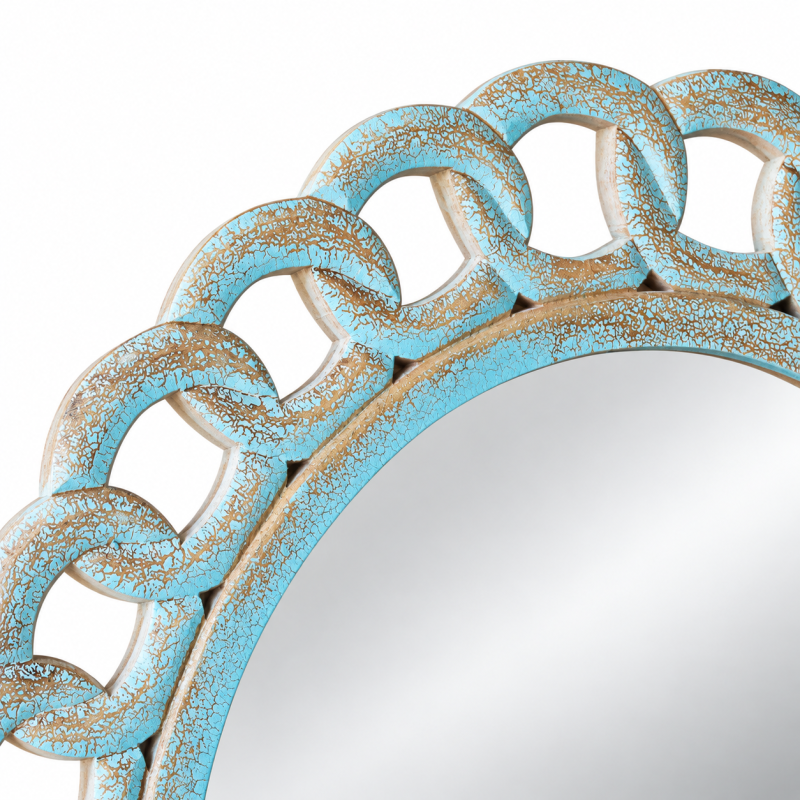 Round Chain-Link Mirror – Turquoise Patina