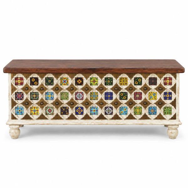 Ceramic Tile Mosaic Storage Trunk