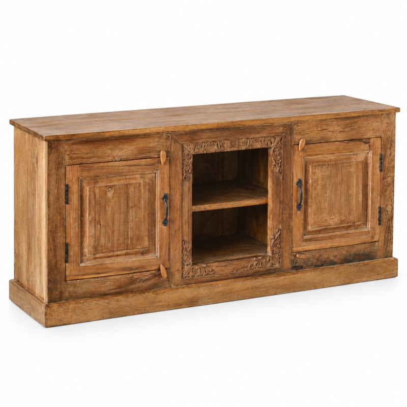 Minimalist TV Cabinet – Natural Wood