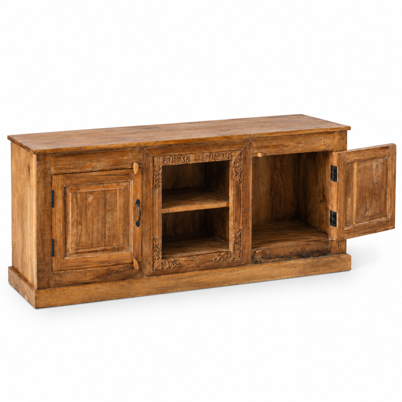 Minimalist TV Cabinet – Natural Wood