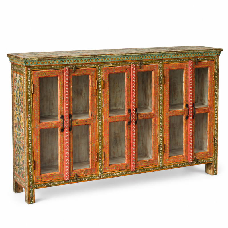 Glass Door Sideboard with Colored Trim