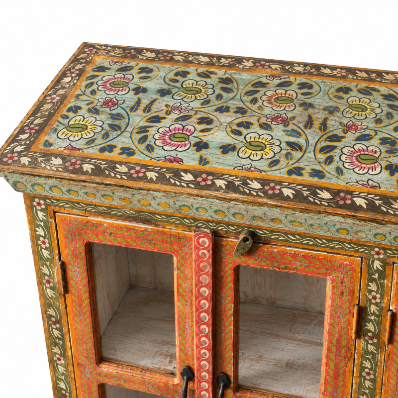 Glass Door Sideboard with Colored Trim