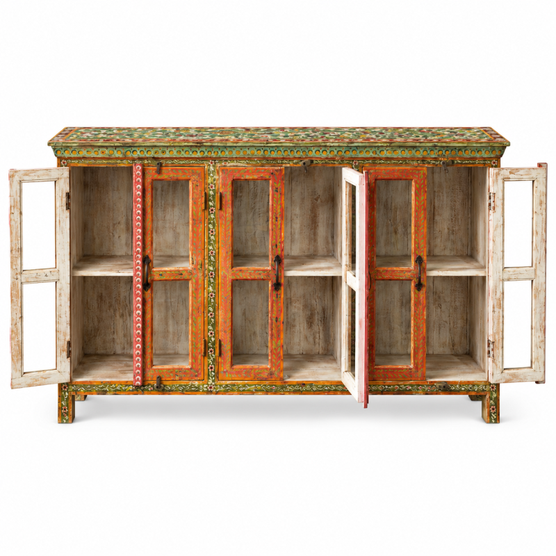 Glass Door Sideboard with Colored Trim