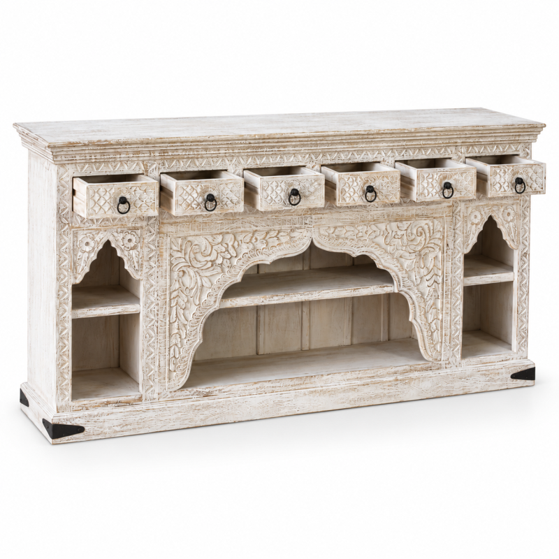 Arched Niche Sideboard with Carved Drawers 