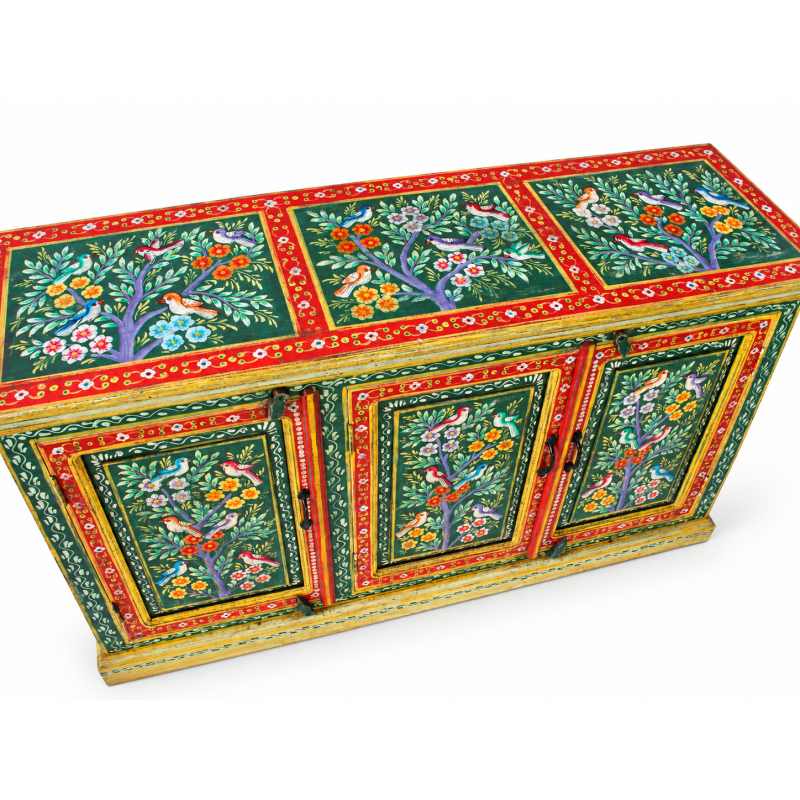 Hand-Painted Floral Sideboard – Multicolour