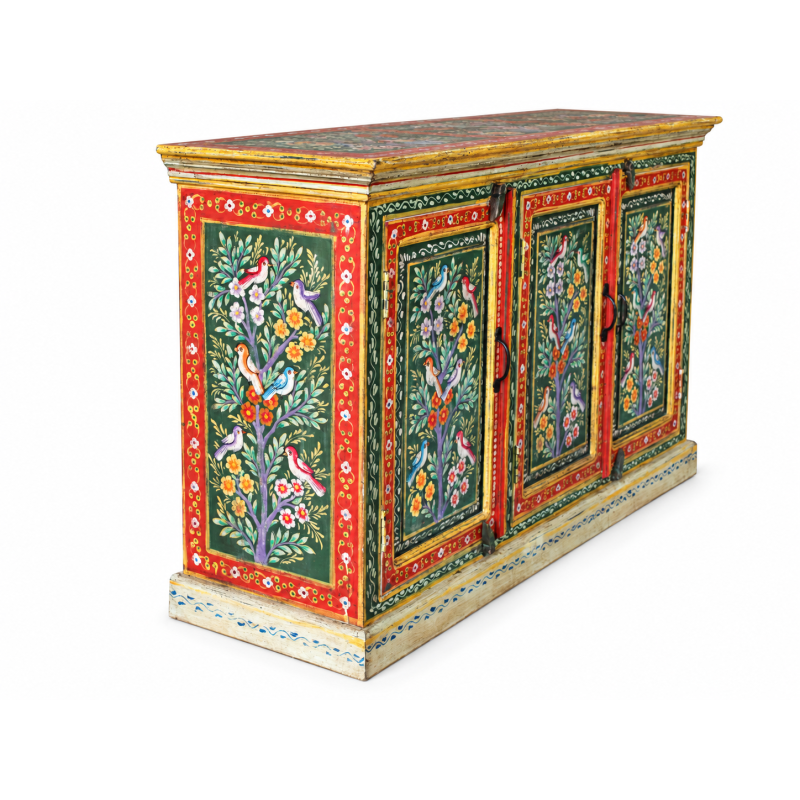 Hand-Painted Floral Sideboard – Multicolour