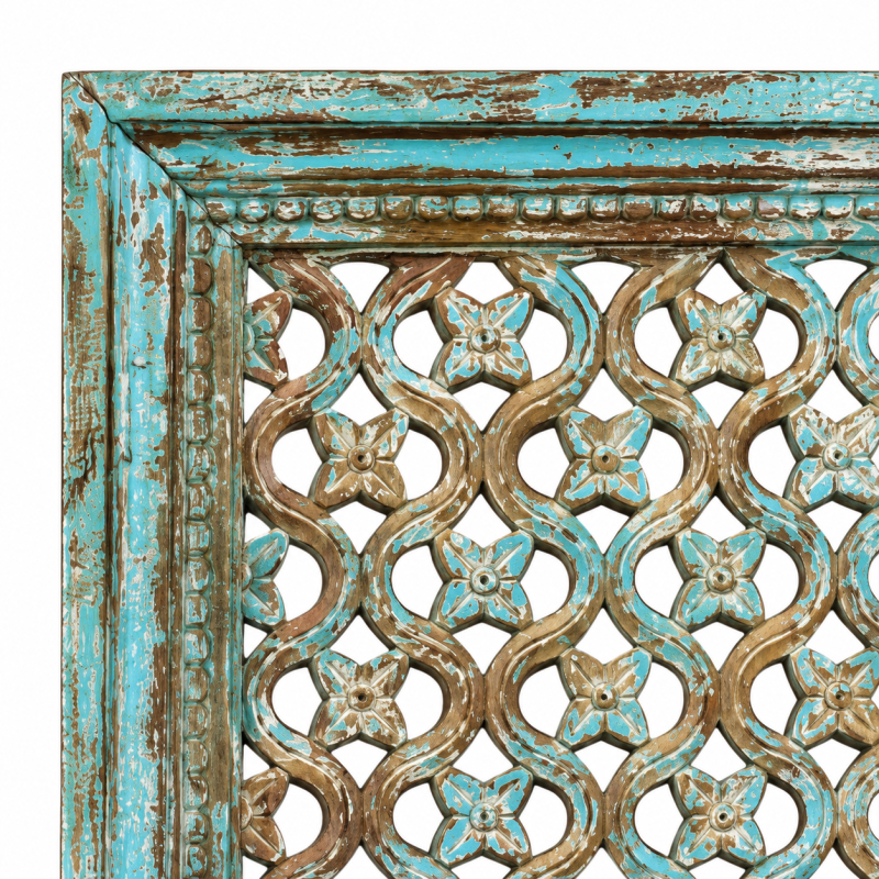Fine Jali Lattice Panel – Turquoise Patina