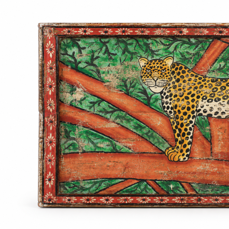 Hand-Painted Leopard in Tree Panel