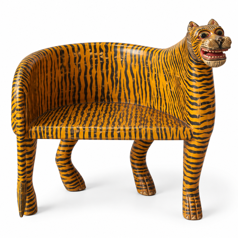 Carved Tiger Kids Armchair