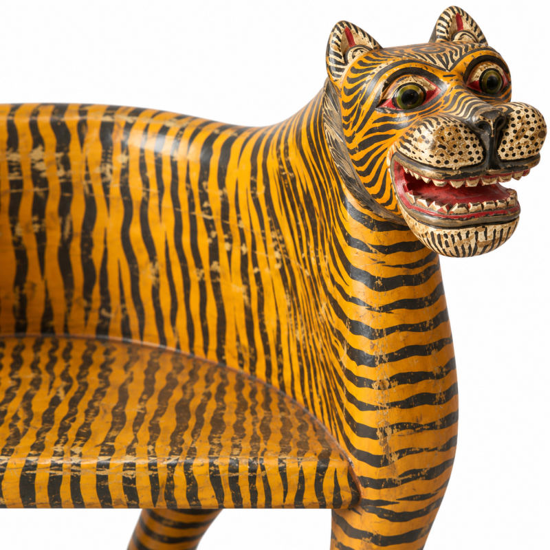 Carved Tiger Kids Armchair