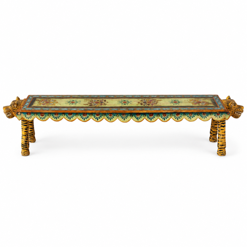 Long Low Hand-Painted Bench