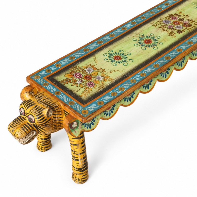 Long Low Hand-Painted Bench