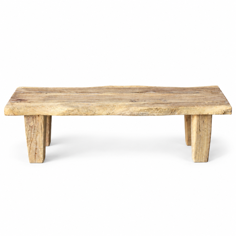Rustic Plank Bench – Natural Wood
