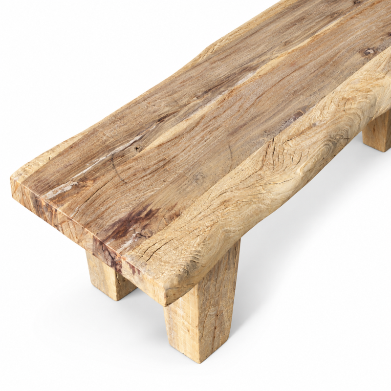 Rustic Plank Bench – Natural Wood