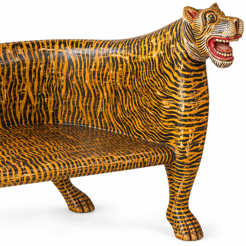 Carved Tiger Bench