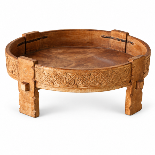 Chakki Millstone Coffee Table – Honey Wood