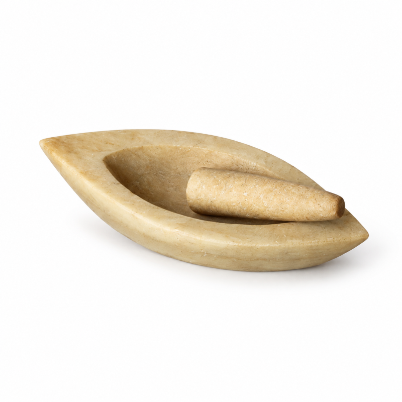 Marble Boat Mortar & Pestle Set