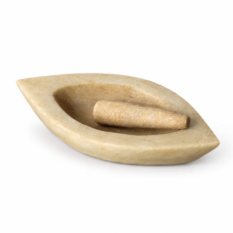 Marble Boat Mortar & Pestle Set
