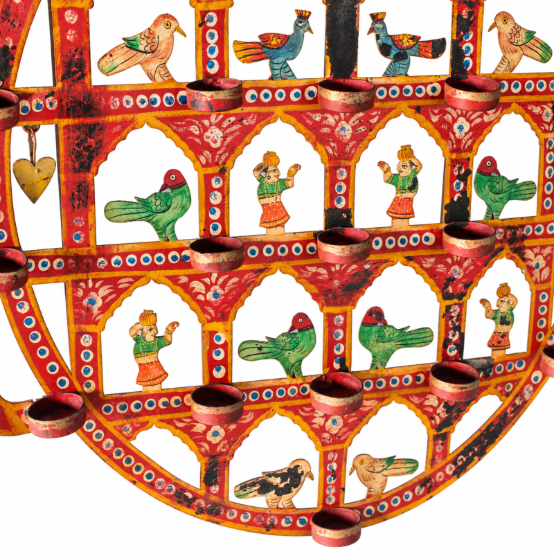 Round Toran Wall Hanging with Bells – Red Orange