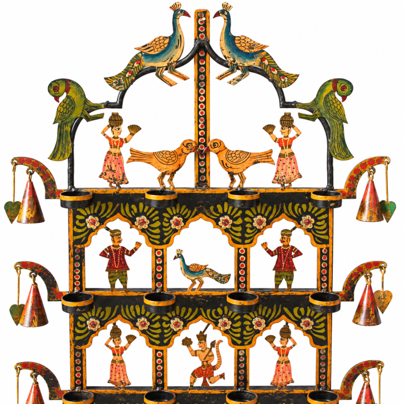Tiered Toran Wall Hanging with Bells & Figures