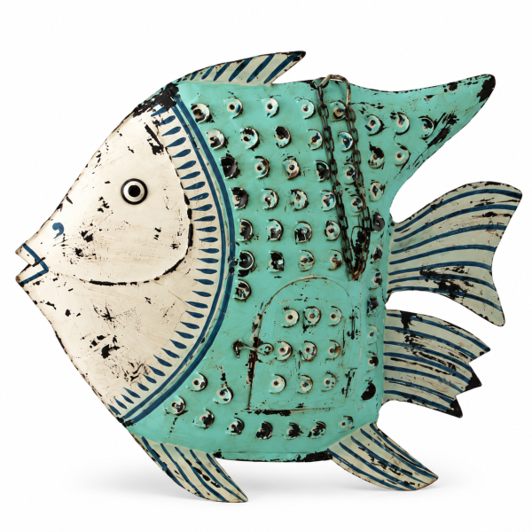 Metal Fish Wall Art – Turquoise, Large