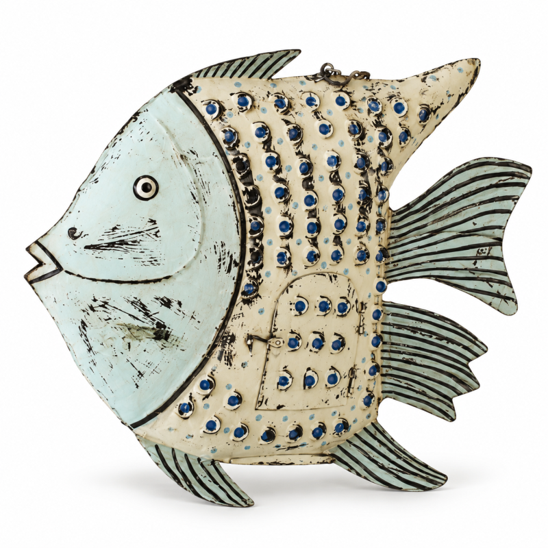 Metal Fish Wall Art – Turquoise, Large