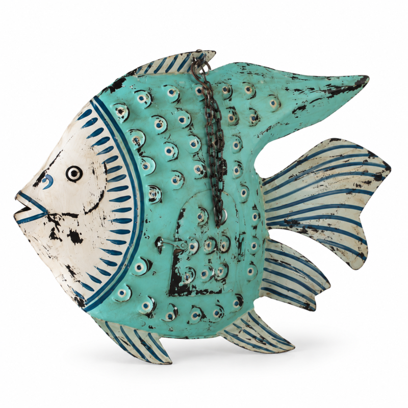 Metal Fish Wall Art – Turquoise, Small
