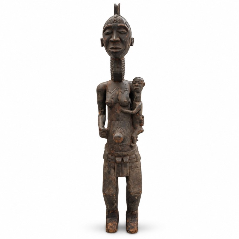 African Mother and Child Figure