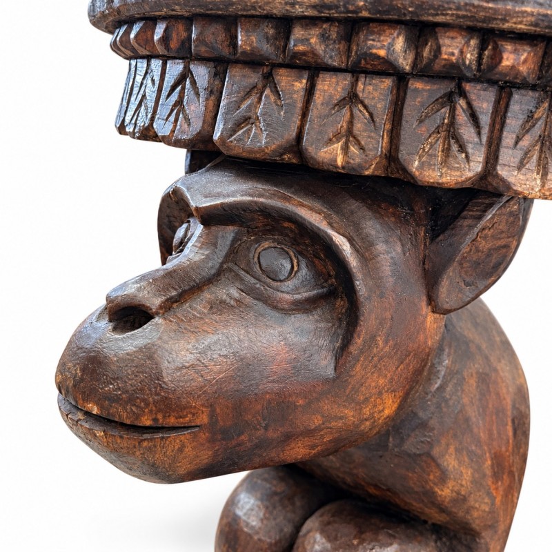 Naga Carved Stool – Monkey & Elephant