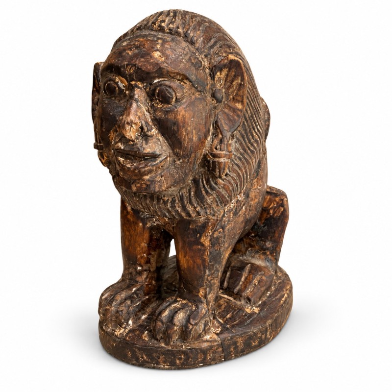 Naga Carved Wooden Lion