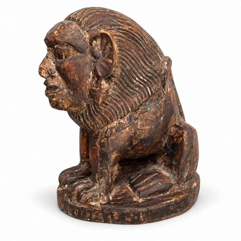 Naga Carved Wooden Lion