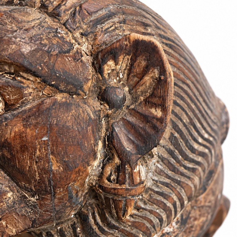 Naga Carved Wooden Lion