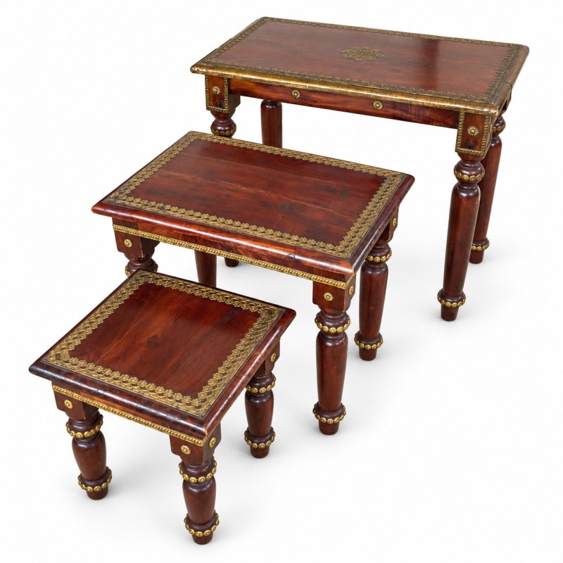 Nesting Tables with Brass Fittings