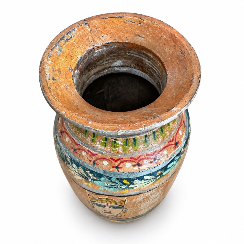 Hand-Painted Wooden Pots