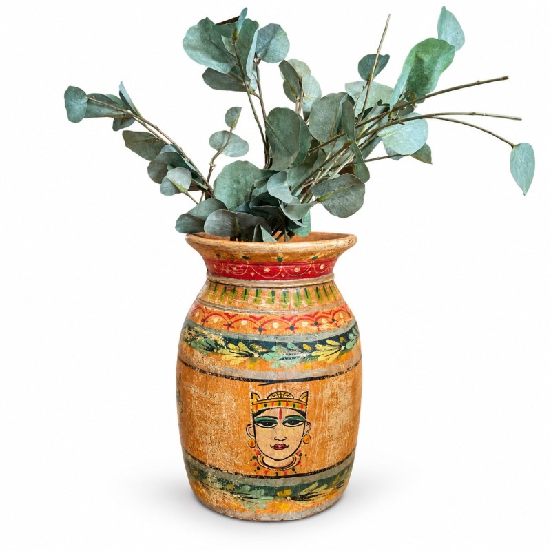 Hand-Painted Wooden Pots