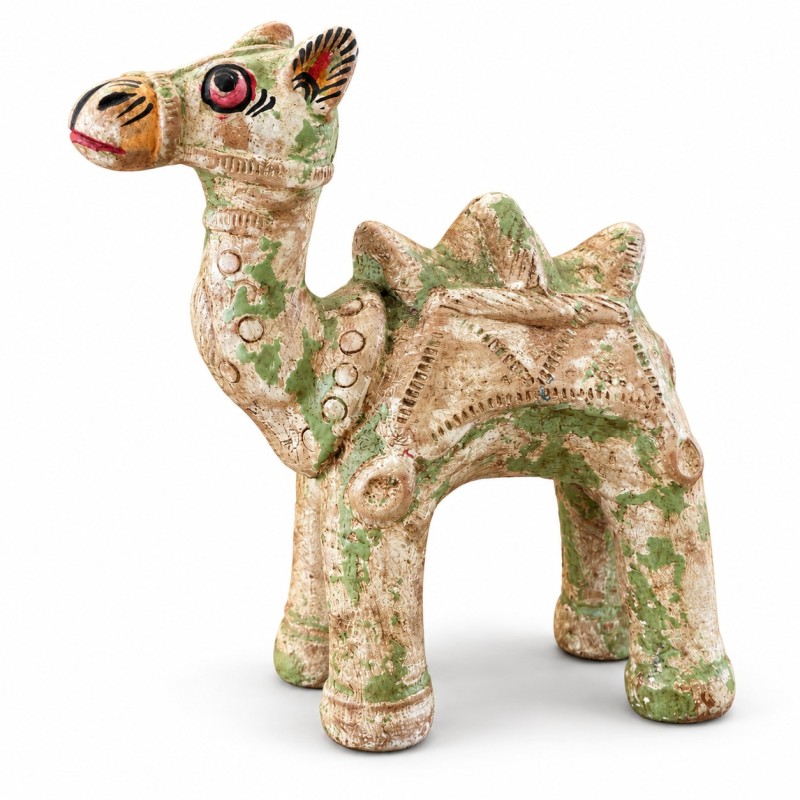 Painted Clay Camel Figurine