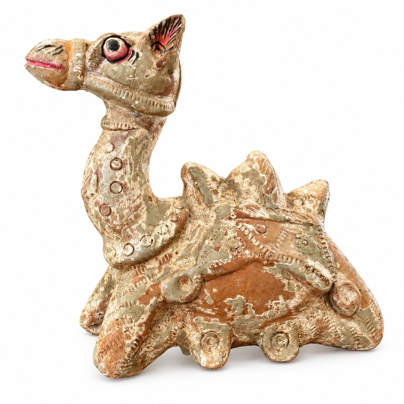 Painted Clay Camel Figurine